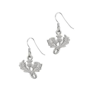 Clothing: Scottish Thistle Silver Drop Earrings