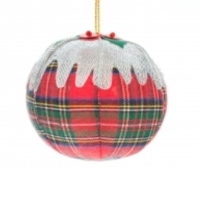 Tartan plum pudding Christmas decoration