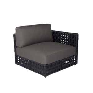 Logan Outdoor Wicker Single Arm Sectional (Black)