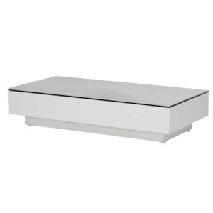 Crete Aluminium Small Outdoor Coffee Table (White) with Ceramic Top (Marble Look)