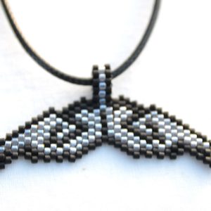 Whale Tail Beads Necklace Black and Silver