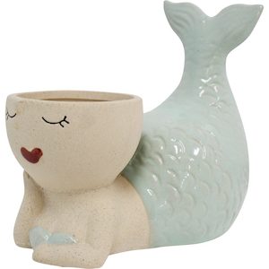 Ceramics - Seashell Story Kaikoura: Planter Mermaid Deep Sea Light blue