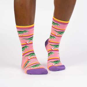 Gifts: Sock It To Me- Crew Socks Raw-ler Rink Dinos