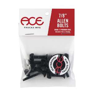 Ace Skateboard Bolts 1" Black Pack of 8