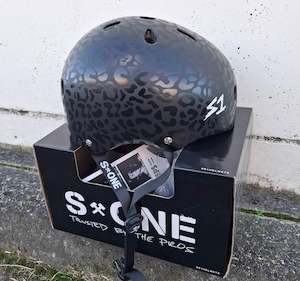 Roller Skating Kids Helmets: S-One Helmet Lifer Black Leopard Matte