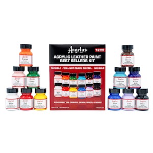 Angelus Acrylic Leather Paint - Best Sellers Kit 12 Colours