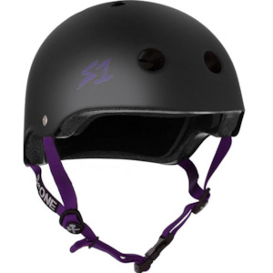 Roller Derby Bundles: S-One Helmet Lifer Black Matte with Purple Straps