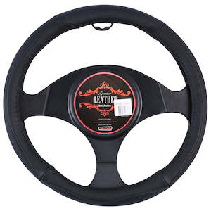 Universal Pvc Leather: Vegas Steering Wheel Cover - Black [Leather]