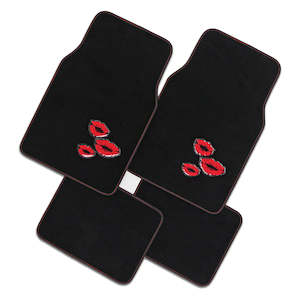 Clearance Items 2022: 4 Piece Carpet Floor Mats In Kiss Design - Red Lips