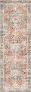 Runners: Matakana Cezanne Terracotta Blue Distressed Vintage Washable Runner