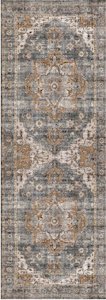 Matakana Cezanne Rabbit Gray Inca Gold Distressed Vintage Washable Runner