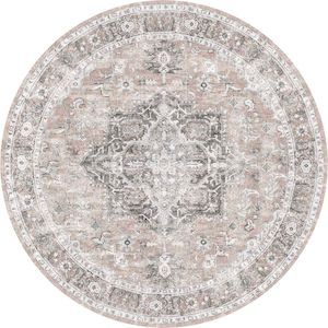 Round: Matakana Cezanne Blush Distressed Vintage Round Washable Rug