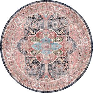 Waiheke Kendra Distressed Vintage Round Washable Rug