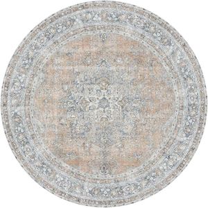 Round: Kerikeri Oxus Desert Distressed Vintage Round Washable Rug