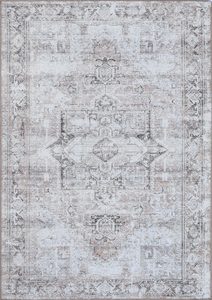 Motueka Berossus Nuzi Grey Machine Washable Rug