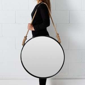 Round Metal Wall Mirror Black