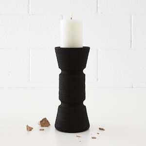 Ceramic Pillar Candle Holder Black