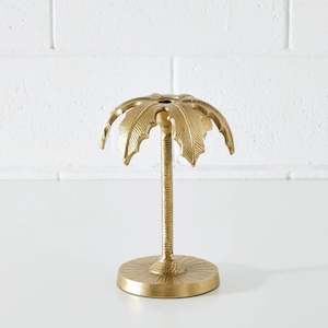 Palm Tree Candle Holder Gold