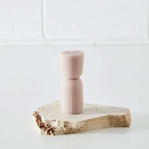 Abstract Ribbed Pillar Candle Natural