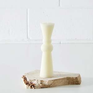 Abstract Ribbed Pillar Candle Large White