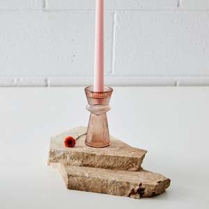 Glass Taper Candleholder Pink