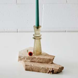 Candles Holders: Glass Taper Candleholder Moss