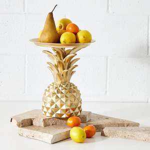 Decorative Trays: Resin Gold-Leaf Pineapple Stand