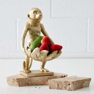 Monkey Resin Bowl Sculpture Gold