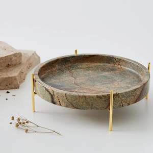 Marble Veined Tray Green/Gold