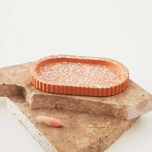 Decorative Trays: Terrazzo Scalloped Tray Tan