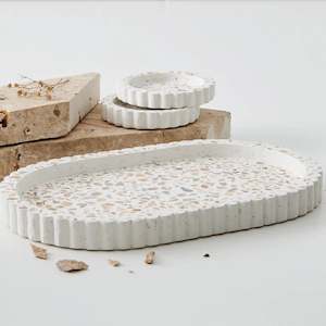 Ceramic Ribbed Tray Natural