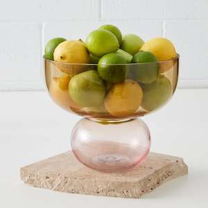 Large Glass Bowl Pink and Amber