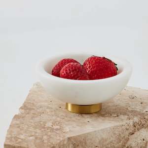 Marble and Metal Pinch Bowl White