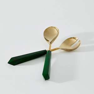 Sculptures Bookends: Set of 2 Resin Salad Server Green