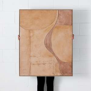 Textural Abstract Framed Canvas Wall Art Taupe