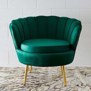 Velvet Scalloped Accent Chair Green