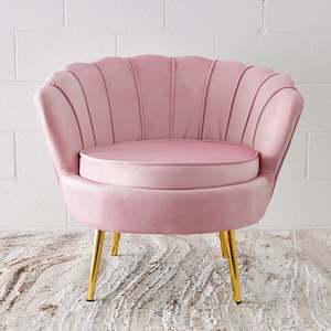 Velvet Scalloped Accent Chair Pink