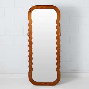 Wavy Full-Length Wood Wall Mirror Natural