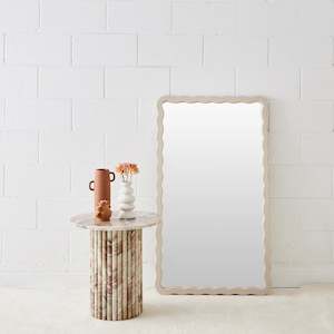 Wavy Wood Mirror in Taupe