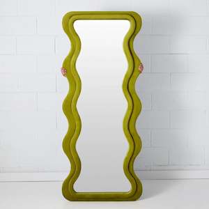 Rippled Velvet Full Length Floor Mirror Green