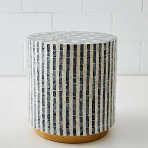 Side Tables: Capiz Shell Inlay Side Table Blue