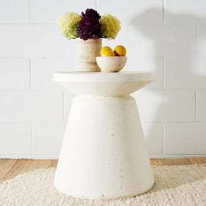 Terrazzo Look Lipped Side Table White