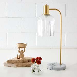 Scalloped Glass Metal Table Lamp Gold