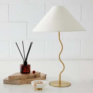 Wavy Metal Table Lamp Gold & Natural