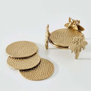 Set of 4 Honey Bee Coasters With Stand