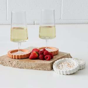 Set of 4 Terrazzo Coasters White and Terracotta