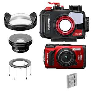 Photographic equipment: OM System Tough TG-7, PT-059 & Inon UWL-95S Wide Angle Bundle