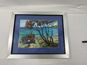 Tractor Under Pohutakawa - by Rob McGregor Framed Print (18775)