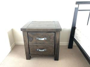 Furniture: Modern Wood Bedside Drawers- Metal Detail ( 18657)