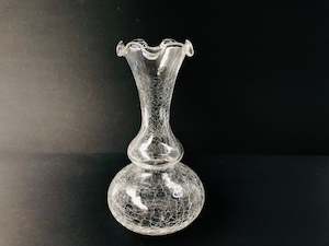 Vintage Clear Glass Crackle Vase (16160)